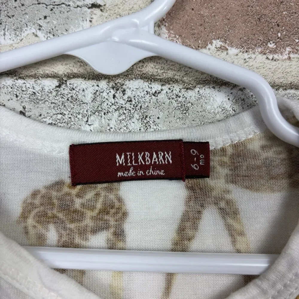 Milkbarn Bamboo Snap Footed Pajamas Romper - Orange Giraffe 6-9 Months